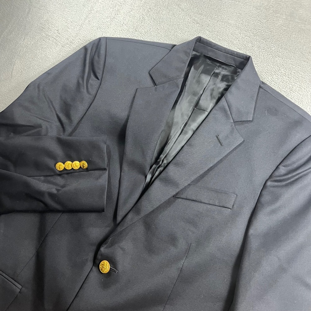 Brooks Brothers 346 Mens Navy Blue Two Button Blazer Gold Buttons Size 37S